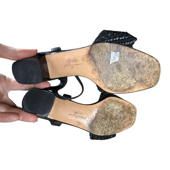 Salvatore Ferragamo Black Leather Braided Strap Sandals Size 6.5 B - Picture 10 of 10